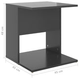 Side Table High Gloss Grey 45x45x48 cm Engineered Wood