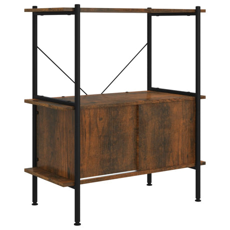 3-Tier Shelving Unit With Cabinet 80X40X Steel And Engineered Wood