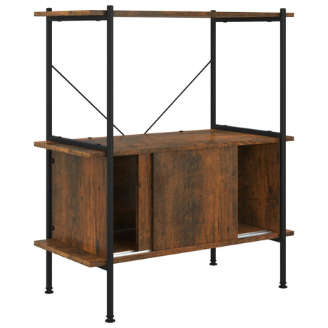 3-Tier Shelving Unit With Cabinet 80X40X Steel And Engineered Wood