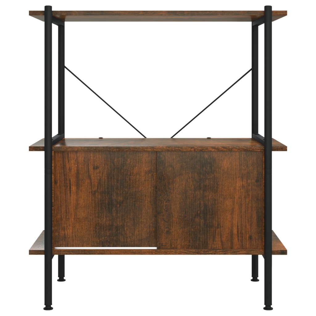 3-Tier Shelving Unit With Cabinet 80X40X Steel And Engineered Wood
