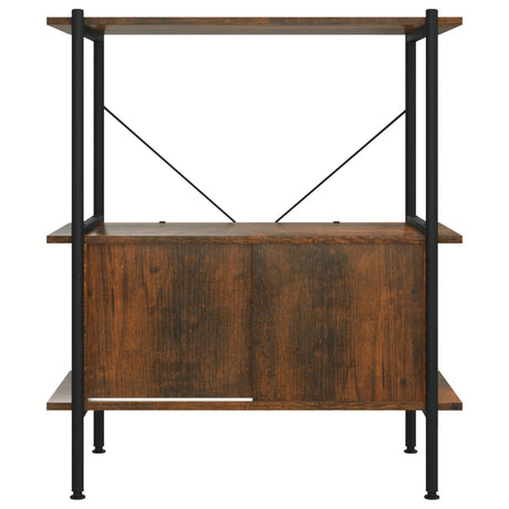 3-Tier Shelving Unit With Cabinet 80X40X Steel And Engineered Wood