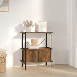 3-Tier Shelving Unit With Cabinet 80X40X Steel And Engineered Wood