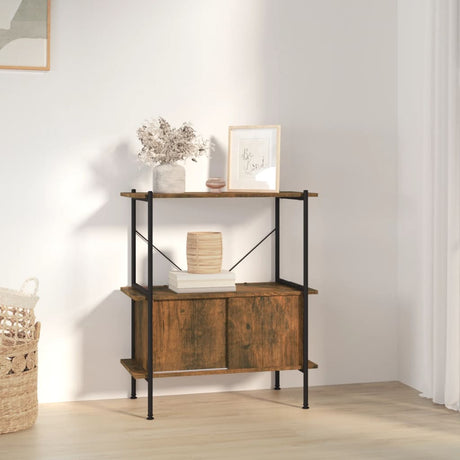 3-Tier Shelving Unit With Cabinet 80X40X Steel And Engineered Wood