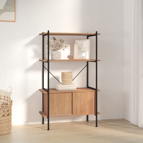 3-Tier Shelving Unit With Cabinet 80X40X Steel And Engineered Wood