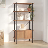 3-Tier Shelving Unit With Cabinet 80X40X Steel And Engineered Wood
