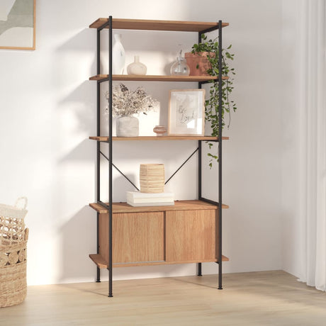3-Tier Shelving Unit With Cabinet 80X40X Steel And Engineered Wood