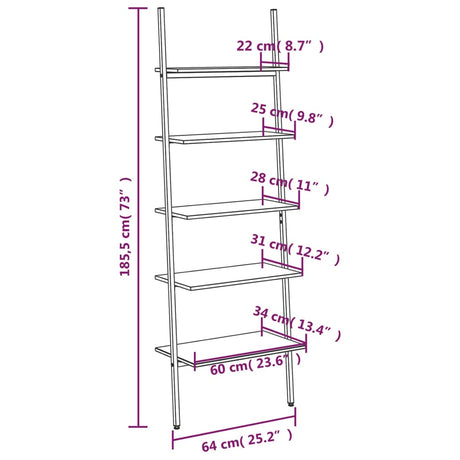 5-Tier Leaning Shelf 64X34X