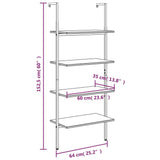 4-Tier Leaning Shelf And Black 64X35X