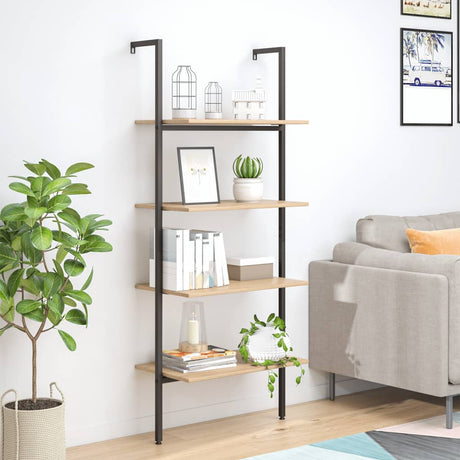 4-Tier Leaning Shelf And Black 64X35X