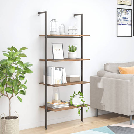 4-Tier Leaning Shelf And Black 64X35X