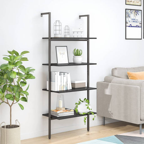 4-Tier Leaning Shelf And Black 64X35X