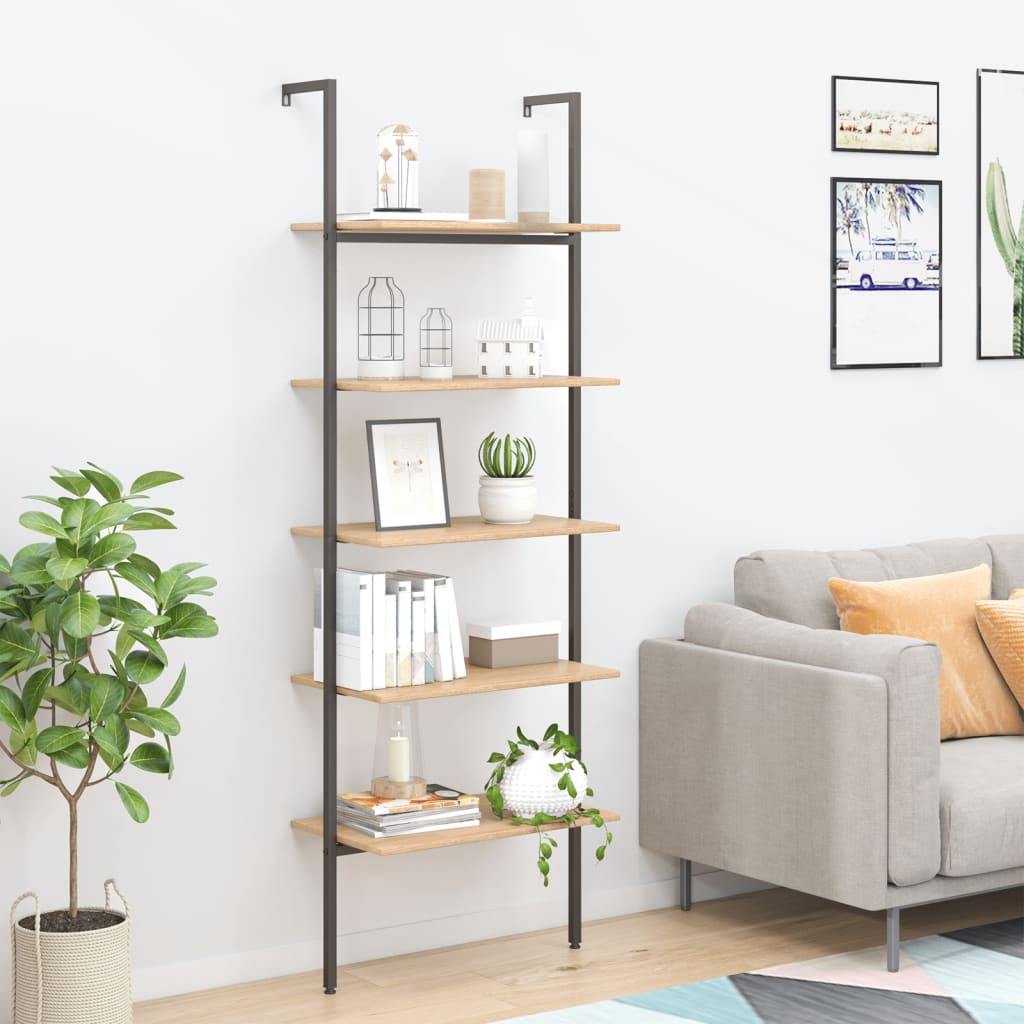 4-Tier Leaning Shelf And Black 64X35X