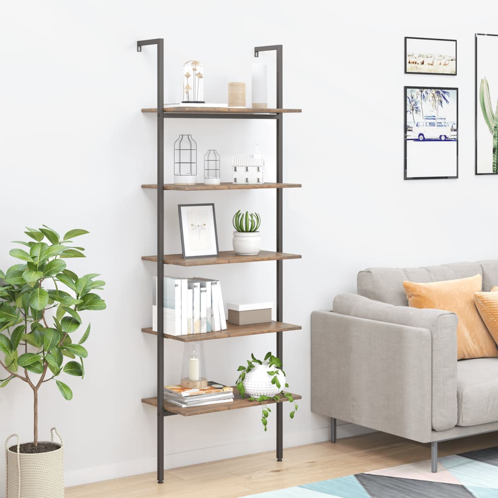 4-Tier Leaning Shelf And Black 64X35X