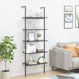 4-Tier Leaning Shelf And Black 64X35X