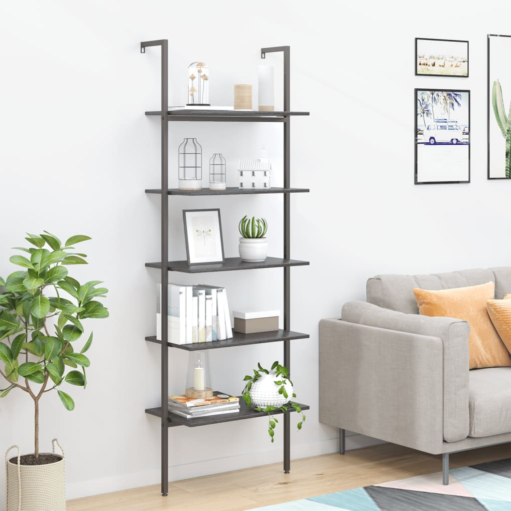 4-Tier Leaning Shelf And Black 64X35X