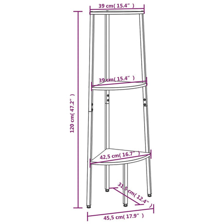 3-Tier Corner Shelf And Black 45.5X31.5X