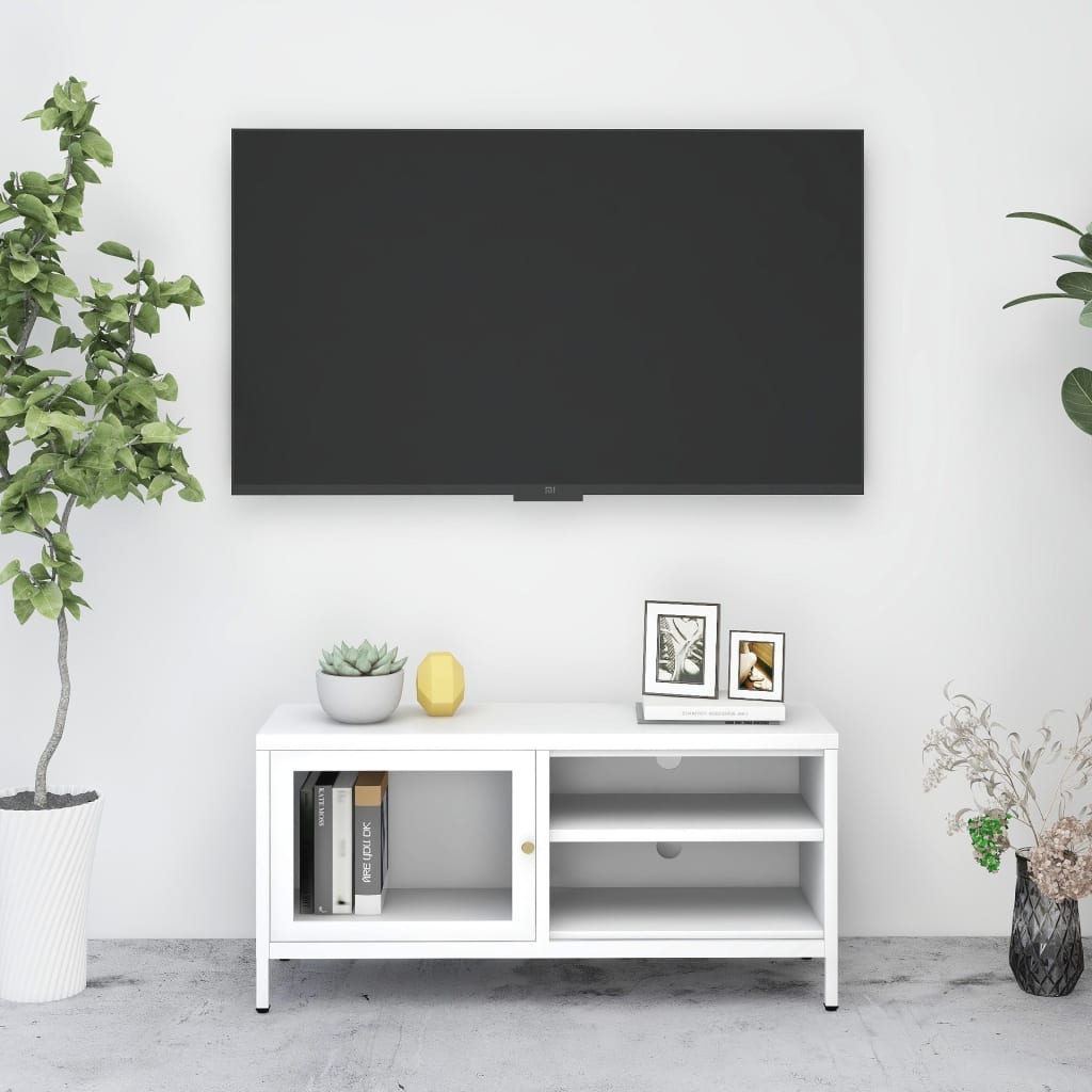 Tv Cabinet 90X30X44 Cm Steel And Glass