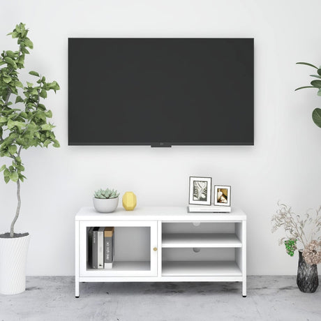 Tv Cabinet 90X30X44 Cm Steel And Glass
