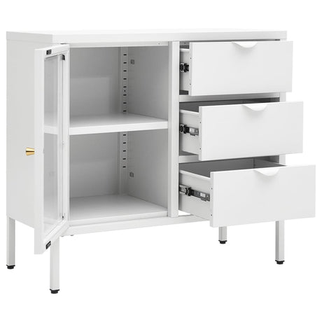 Sideboard 75X35X70 Cm Steel And Tempered Glass