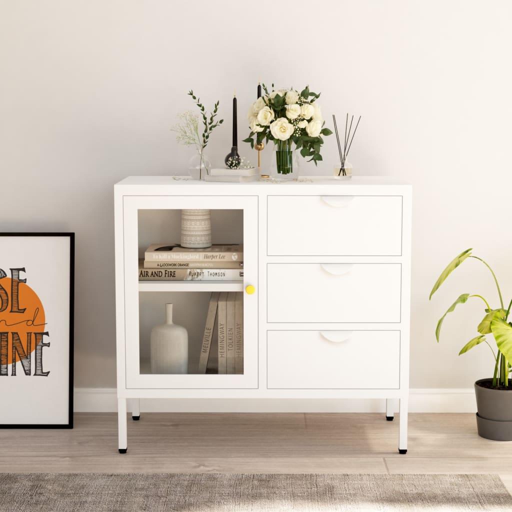 Sideboard 75X35X70 Cm Steel And Tempered Glass