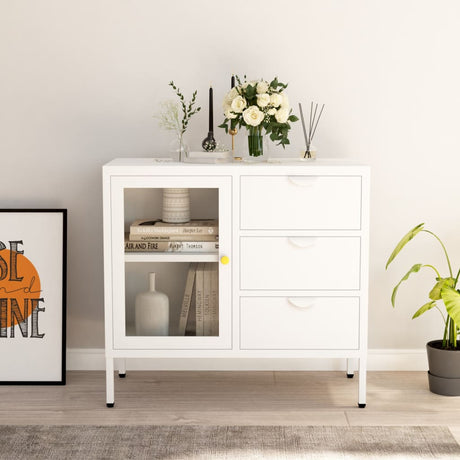 Sideboard 75X35X70 Cm Steel And Tempered Glass