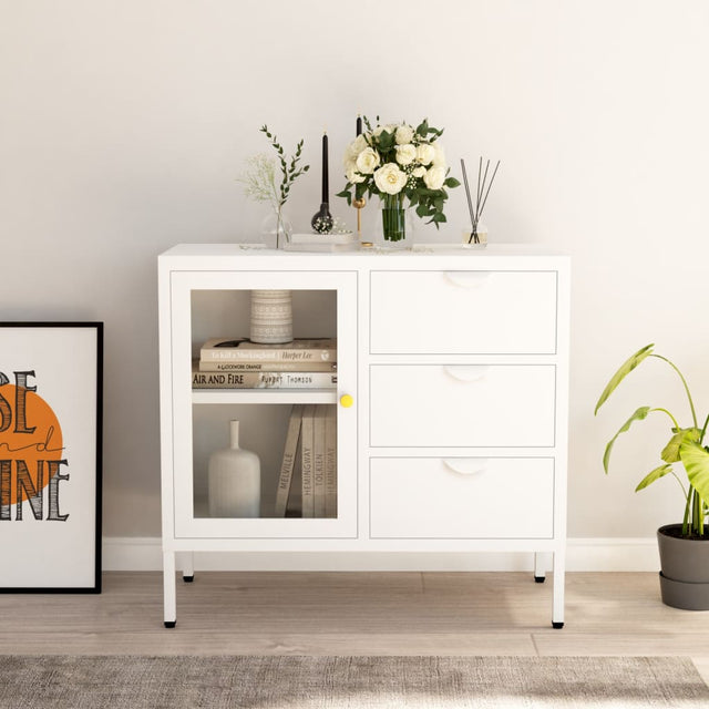 Sideboard 75X35X70 Cm Steel And Tempered Glass