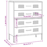 Chest Of Drawers 80X35X101.5 Cm Steel