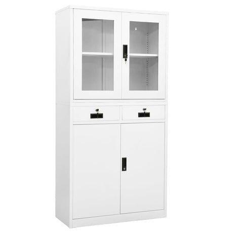 Office Cabinet 90X40X180 Cm Steel And Tempered Glass