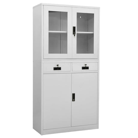 Office Cabinet 90X40X180 Cm Steel And Tempered Glass