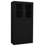 Office Cabinet 90X40X180 Cm Steel And Tempered Glass