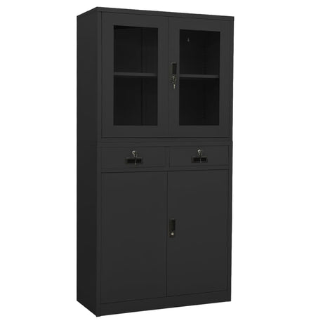 Office Cabinet 90X40X180 Cm Steel And Tempered Glass
