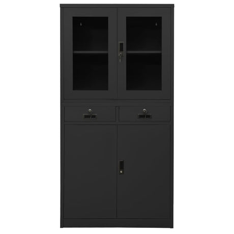 Office Cabinet 90X40X180 Cm Steel And Tempered Glass