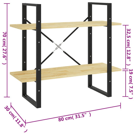 2-Tier Book Cabinet 80X30X Solid Pine