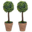 Artificial Boxwood Plants 2 Pcs With Pots Ball Shaped Green 56 Cm