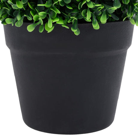 Artificial Boxwood Plants 2 Pcs With Pots Ball Shaped Green 27 Cm