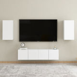 4 Piece Tv Cabinet Set Wall-Mounted Engineered Wood,  Tv Stand 80X30X30 Cm Made Of Engineered Wood,  Wall-Mounted Tv Cabinets - 2 Pcs , 30.5X30X90 Cm, Made From Engineered Wood