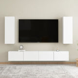 4 Piece Tv Cabinet Set Wall-Mounted Engineered Wood,  Tv Stand 80X30X30 Cm Made Of Engineered Wood,  Wall-Mounted Tv Cabinets - 2 Pcs , 30.5X30X90 Cm, Made From Engineered Wood