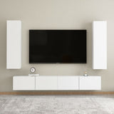 4 Piece Tv Cabinet Set Wall-Mounted Engineered Wood,  Tv Stand 80X30X30 Cm Made Of Engineered Wood,  Wall-Mounted Tv Cabinets - 2 Pcs , 30.5X30X90 Cm, Made From Engineered Wood
