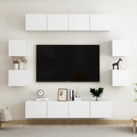 8 Piece Tv Cabinet Set Engineered Wood