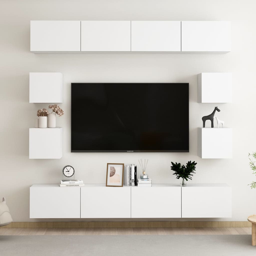 8 Piece Tv Cabinet Set Engineered Wood