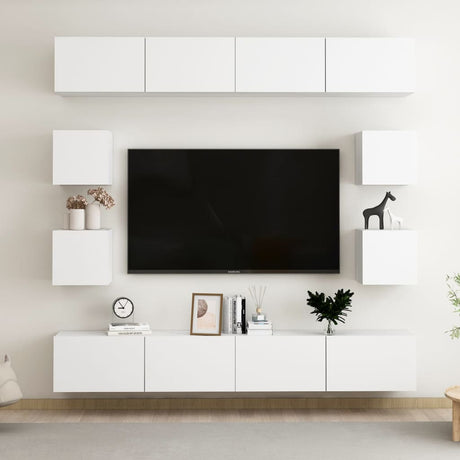 8 Piece Tv Cabinet Set Engineered Wood