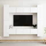 8 Piece Tv Cabinet Set Wall-Mounted Engineered Wood,  Tv Stand 80X30X30 Cm Made Of Engineered Wood,  Wall-Mounted Tv Cabinets - 2 Pcs , 30.5X30X90 Cm, Made From Engineered Wood