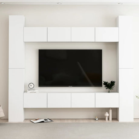 8 Piece Tv Cabinet Set Wall-Mounted Engineered Wood,  Tv Stand 80X30X30 Cm Made Of Engineered Wood,  Wall-Mounted Tv Cabinets - 2 Pcs , 30.5X30X90 Cm, Made From Engineered Wood