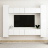 8 Piece Tv Cabinet Set Wall-Mounted Engineered Wood,  Tv Stand 80X30X30 Cm Made Of Engineered Wood,  Wall-Mounted Tv Cabinets - 2 Pcs , 30.5X30X90 Cm, Made From Engineered Wood