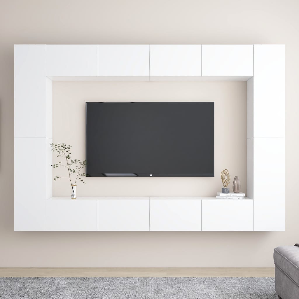 8 Piece Tv Cabinet Set Engineered Wood