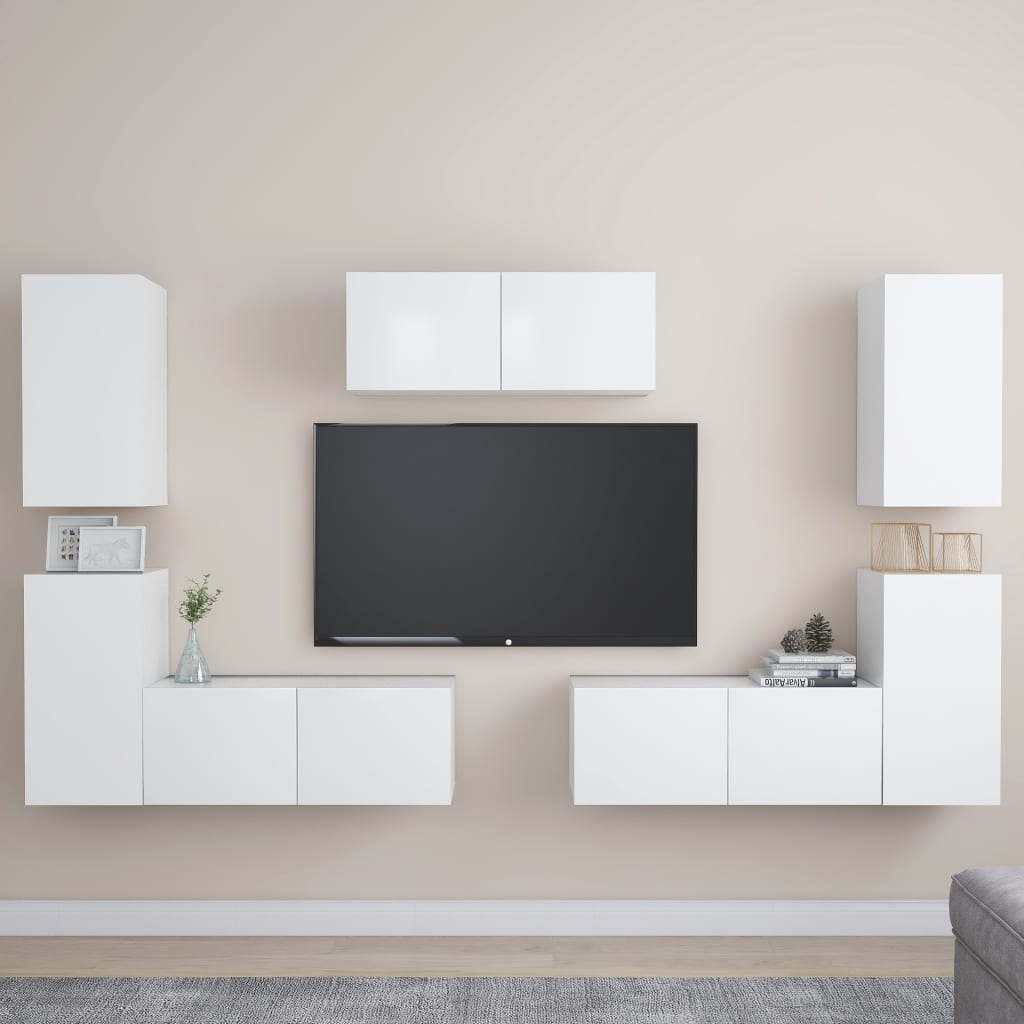 7 Piece Tv Cabinet Set Engineered Wood