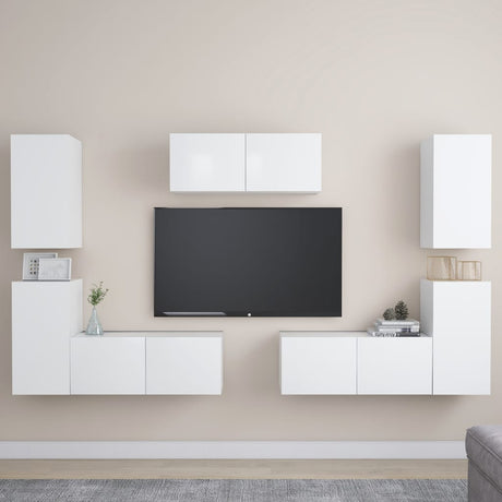 7 Piece Tv Cabinet Set Engineered Wood