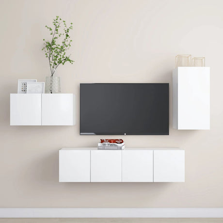4 Piece Tv Cabinet Set Engineered Wood