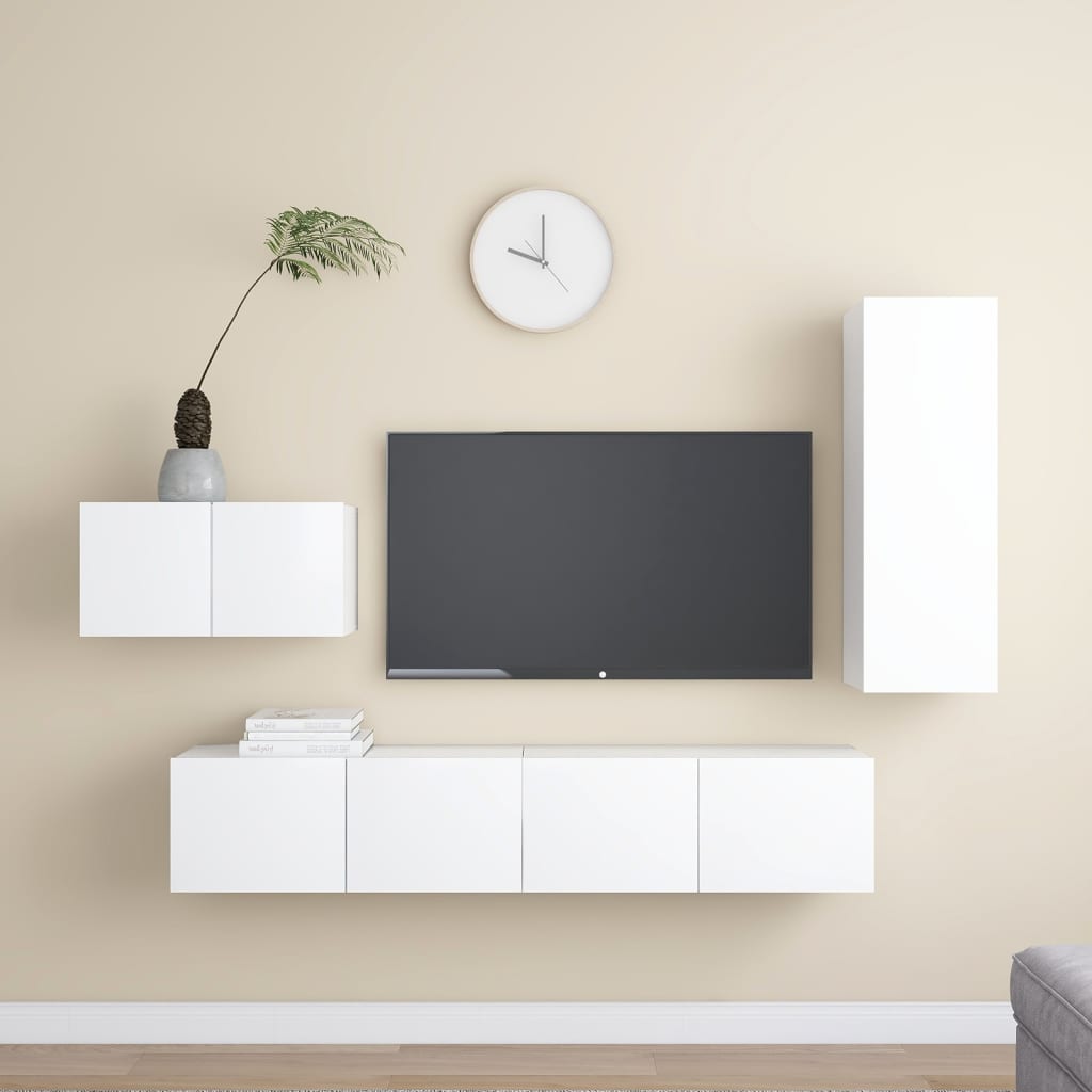 4 Piece Tv Cabinet Set Engineered Wood