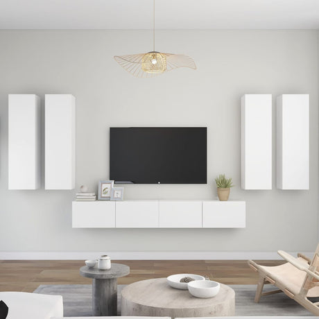 6 Piece Tv Cabinet Set Wall-Mounted Engineered Wood,  Tv Stand 80X30X30 Cm Made Of Engineered Wood,  Wall-Mounted Tv Cabinets - 2 Pcs , 30.5X30X, Made From Engineered Wood